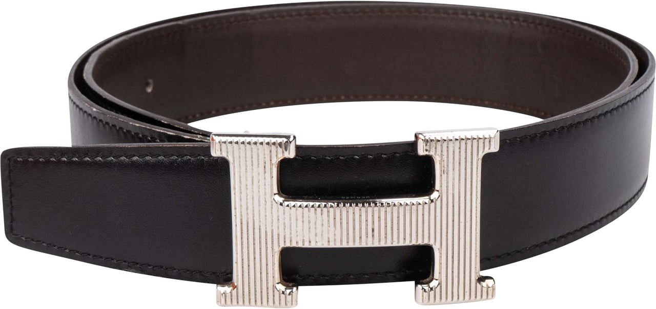 Hermès Hermès Reversible Leather H Belt (80) Zwart