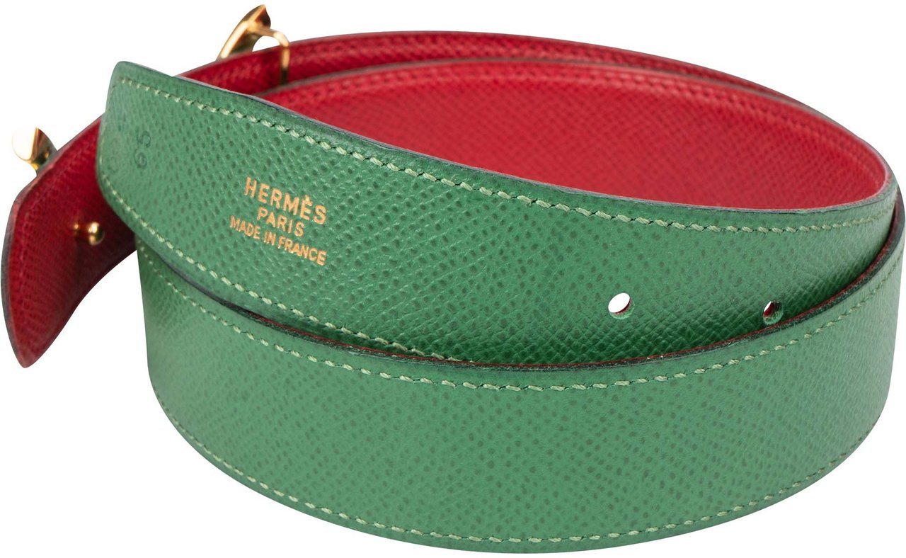 Hermès Hermès Reversible Leather Gold Tone H Belt (65) Groen