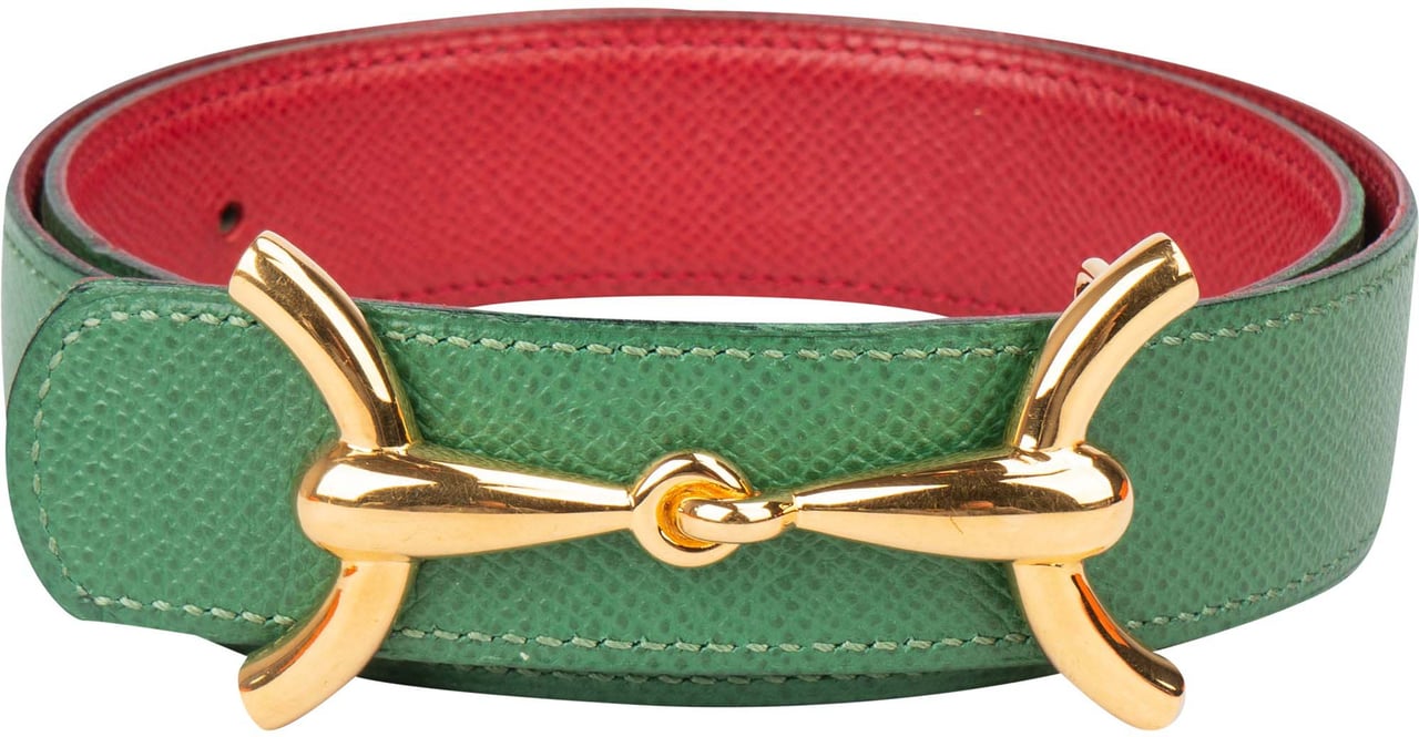 Hermès Hermès Reversible Leather Gold Tone H Belt (65) Groen