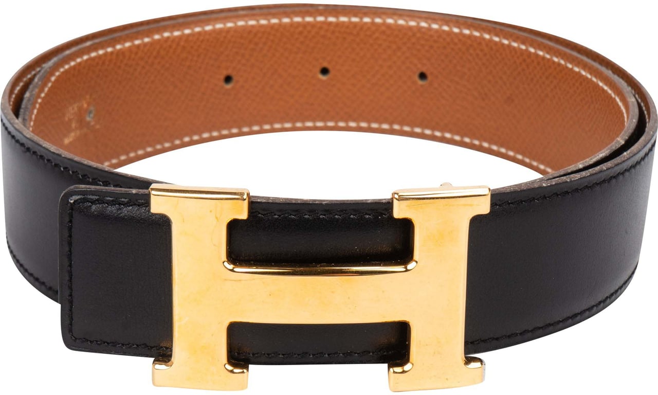 Hermès Hermès Reversible Leather H Belt (65) Zwart