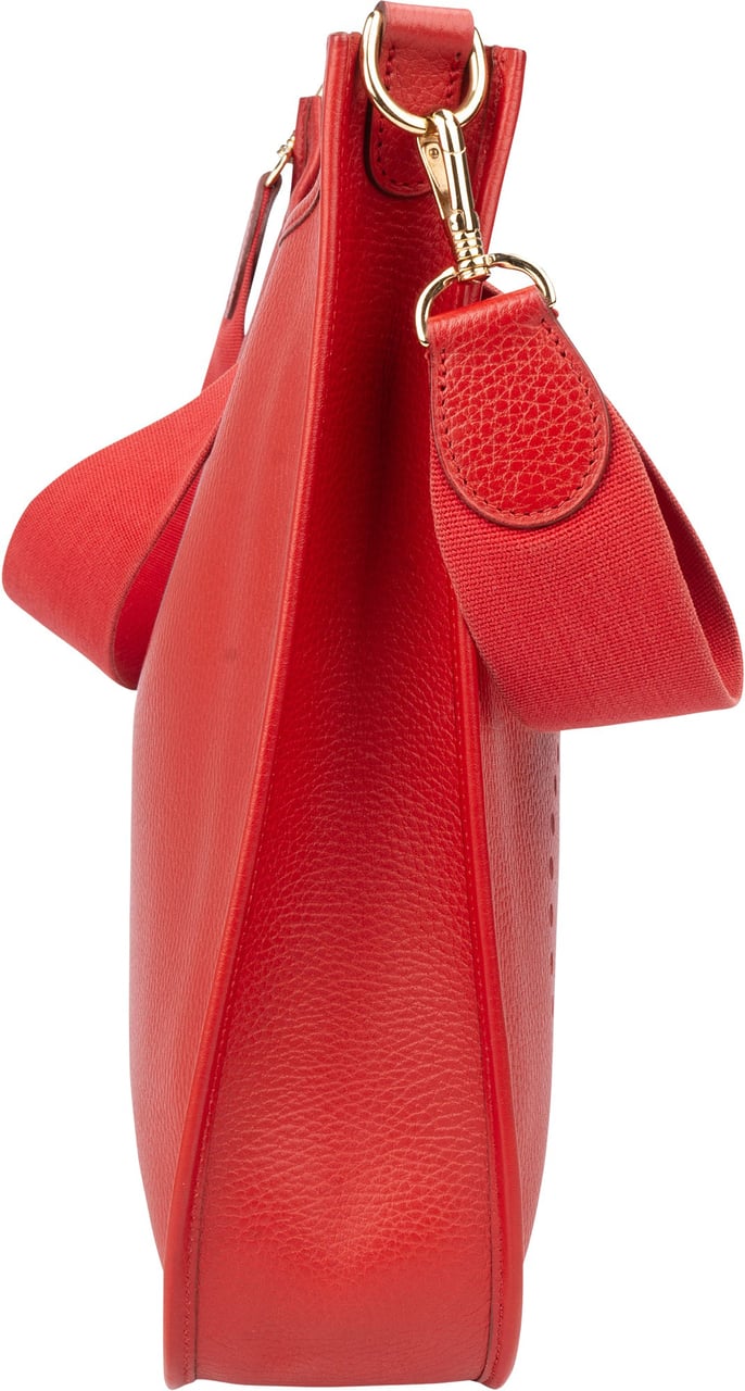 Hermès Hermès Rouge Clemence Leather Evelyne GM Crossbody Bag Rood