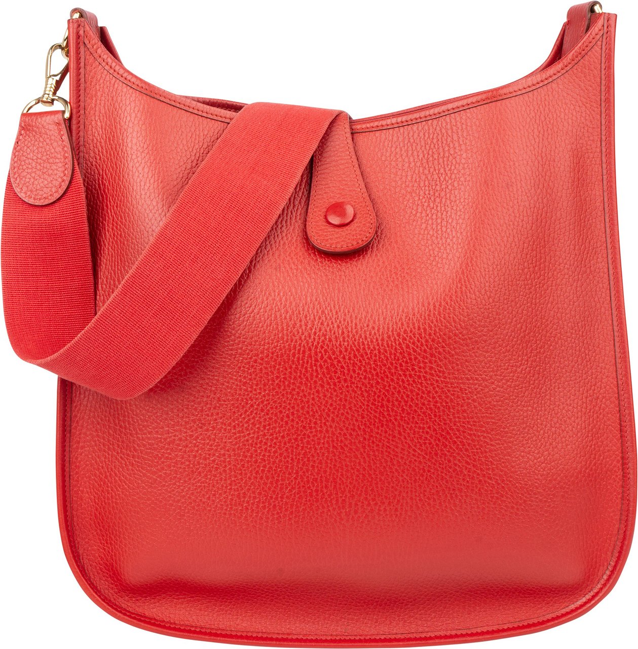 Hermès Hermès Rouge Clemence Leather Evelyne GM Crossbody Bag Rood