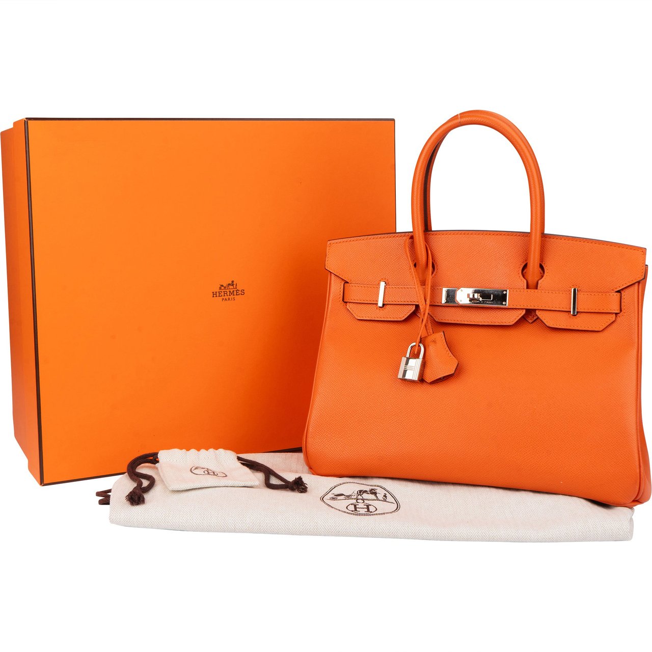 Hermès Hermès Orange Epsom Leather Palladium Birkin 30 Handbag Oranje