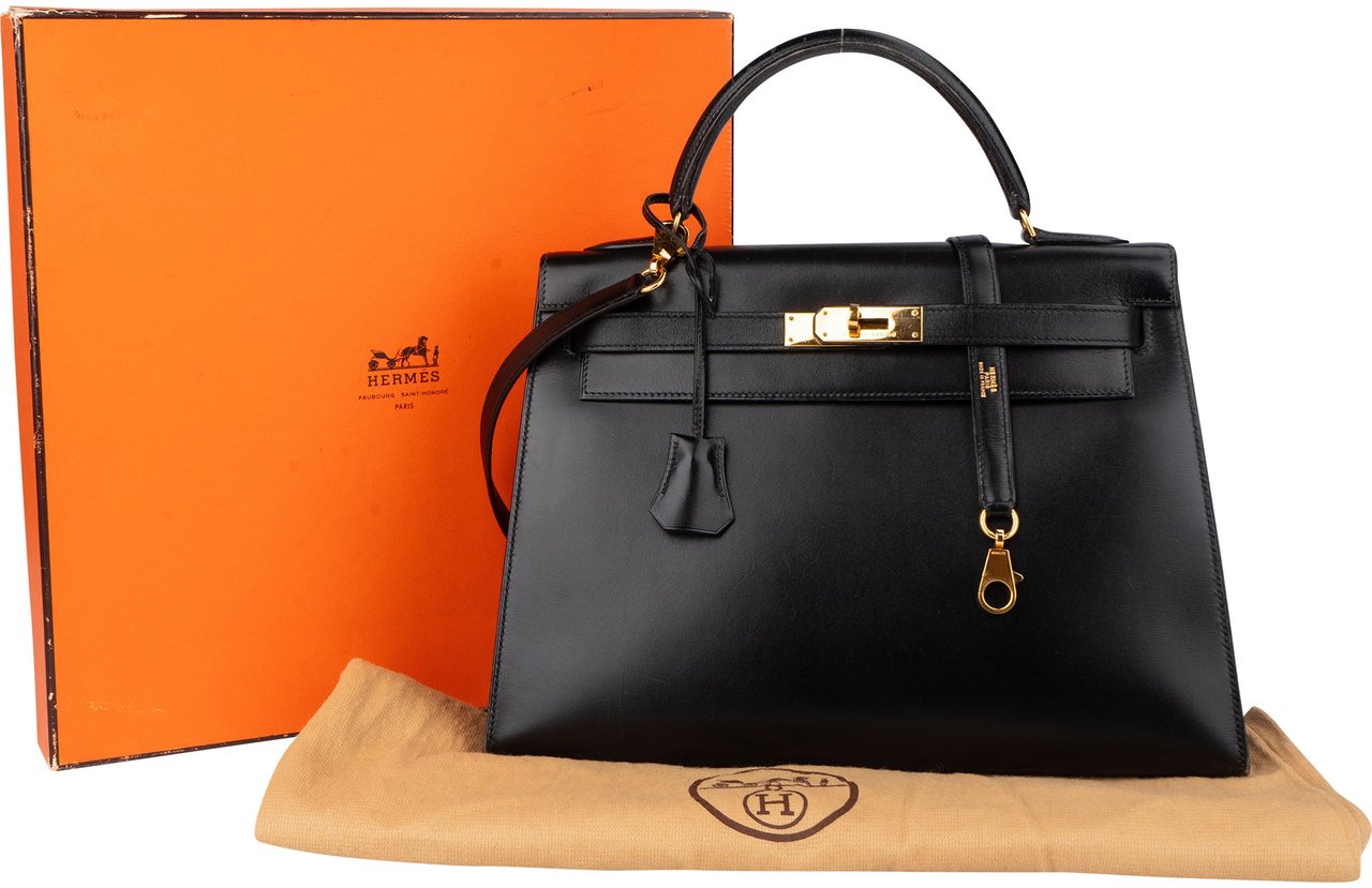 Hermès Hermès Noir Boxcalf Kelly 32 Handbag Zwart