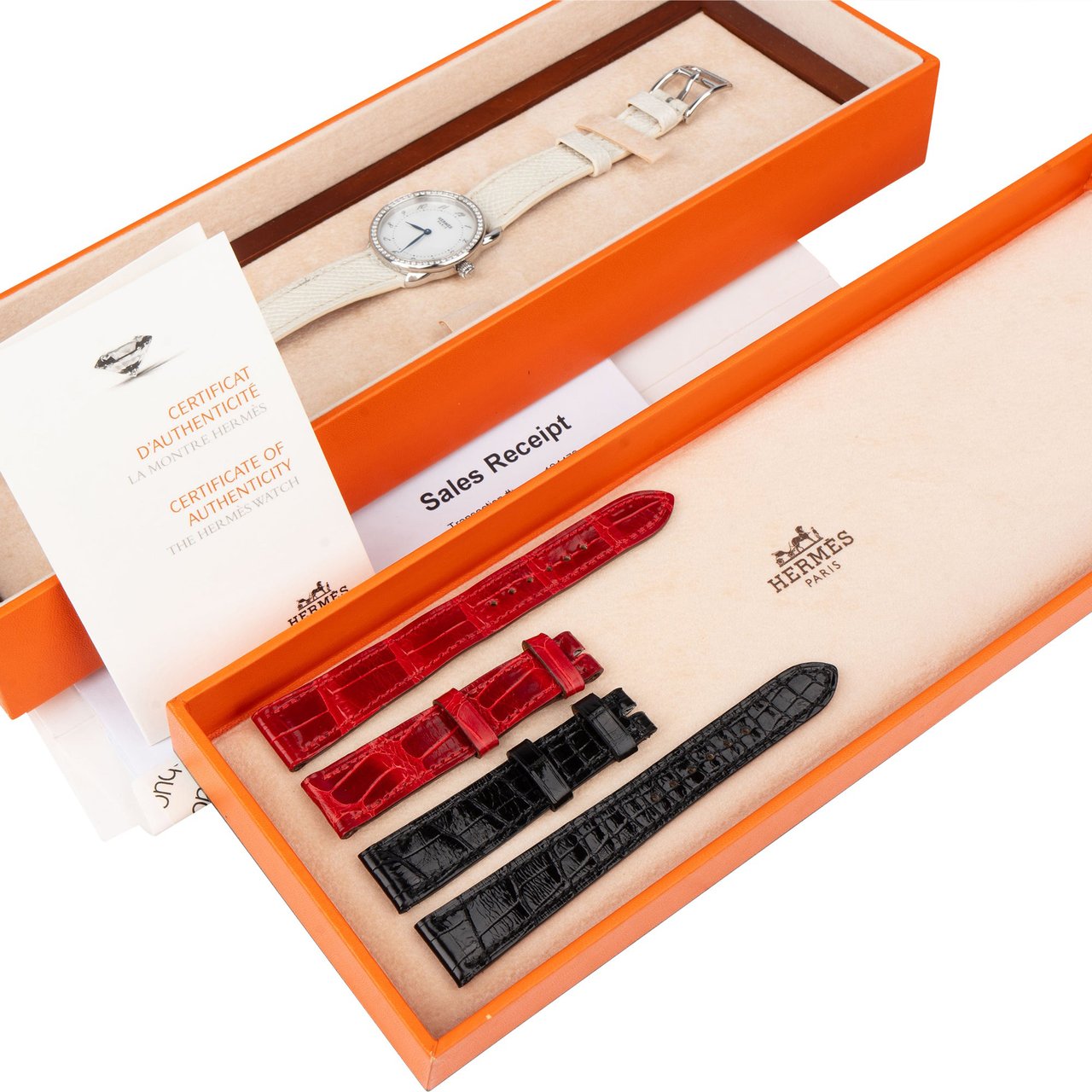 Hermès Hermès Silver Tone Diamons Arceau PM AR5.230 Women Watch Zilver