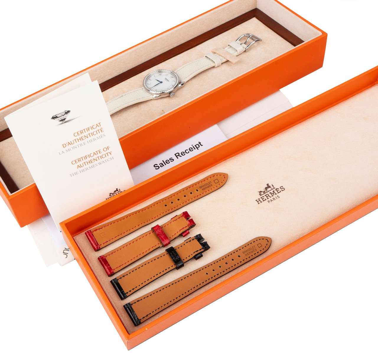 Hermès Hermès Silver Tone Diamons Arceau PM AR5.230 Women Watch Zilver