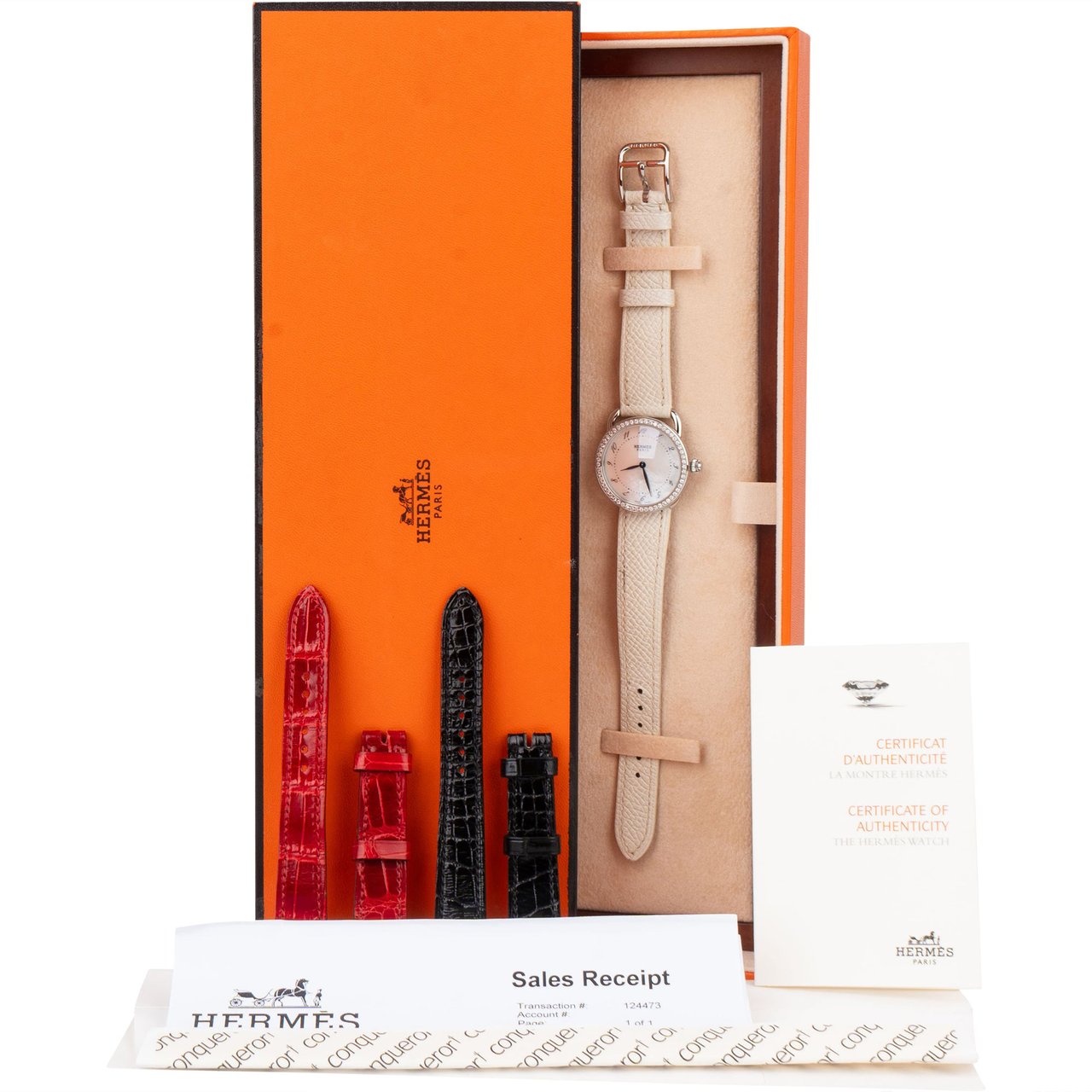 Hermès Hermès Silver Tone Diamons Arceau PM AR5.230 Women Watch Zilver