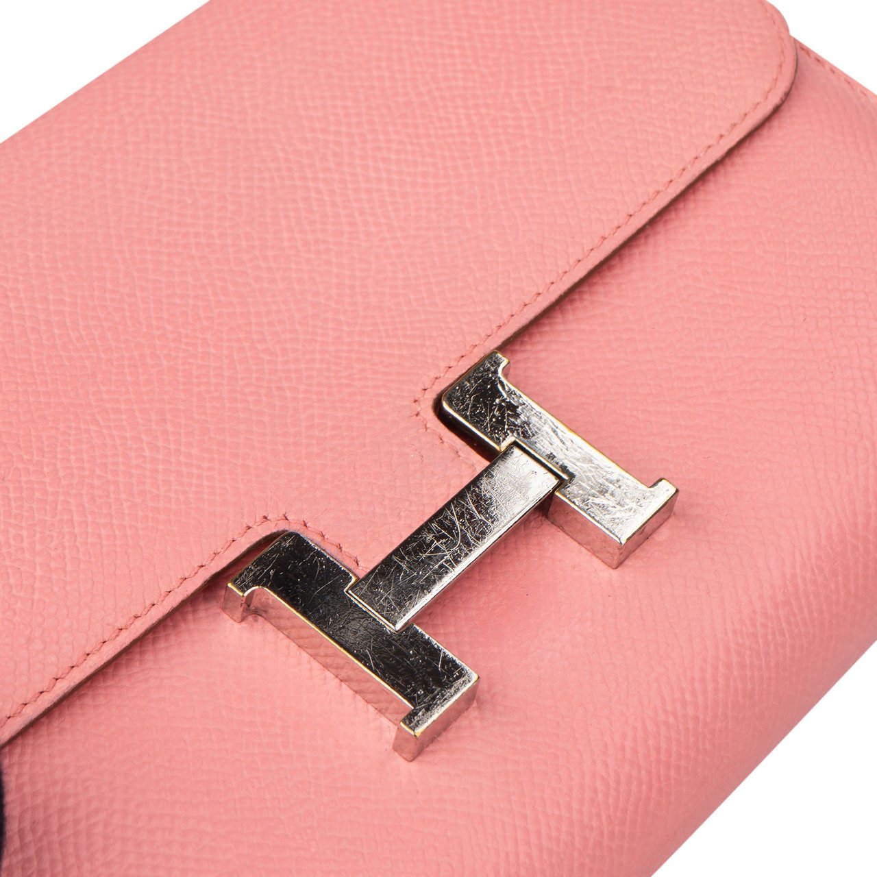 Hermès Pink Epsom Leather Constance Wallet Roze