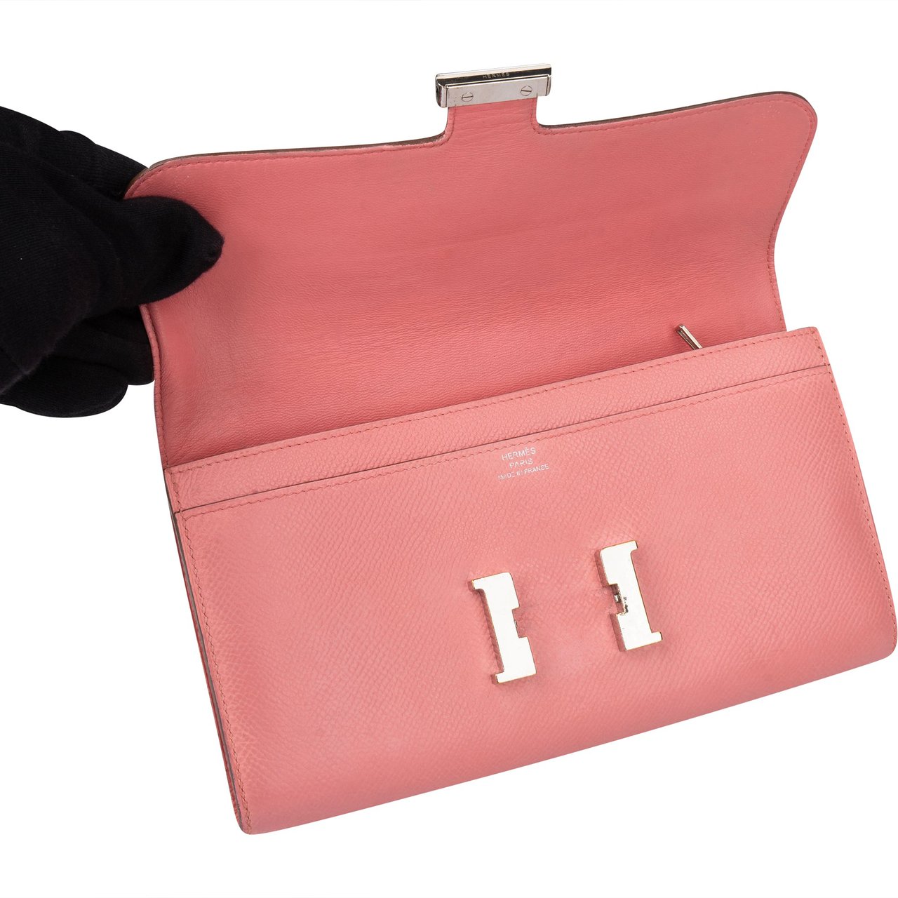 Hermès Pink Epsom Leather Constance Wallet Roze