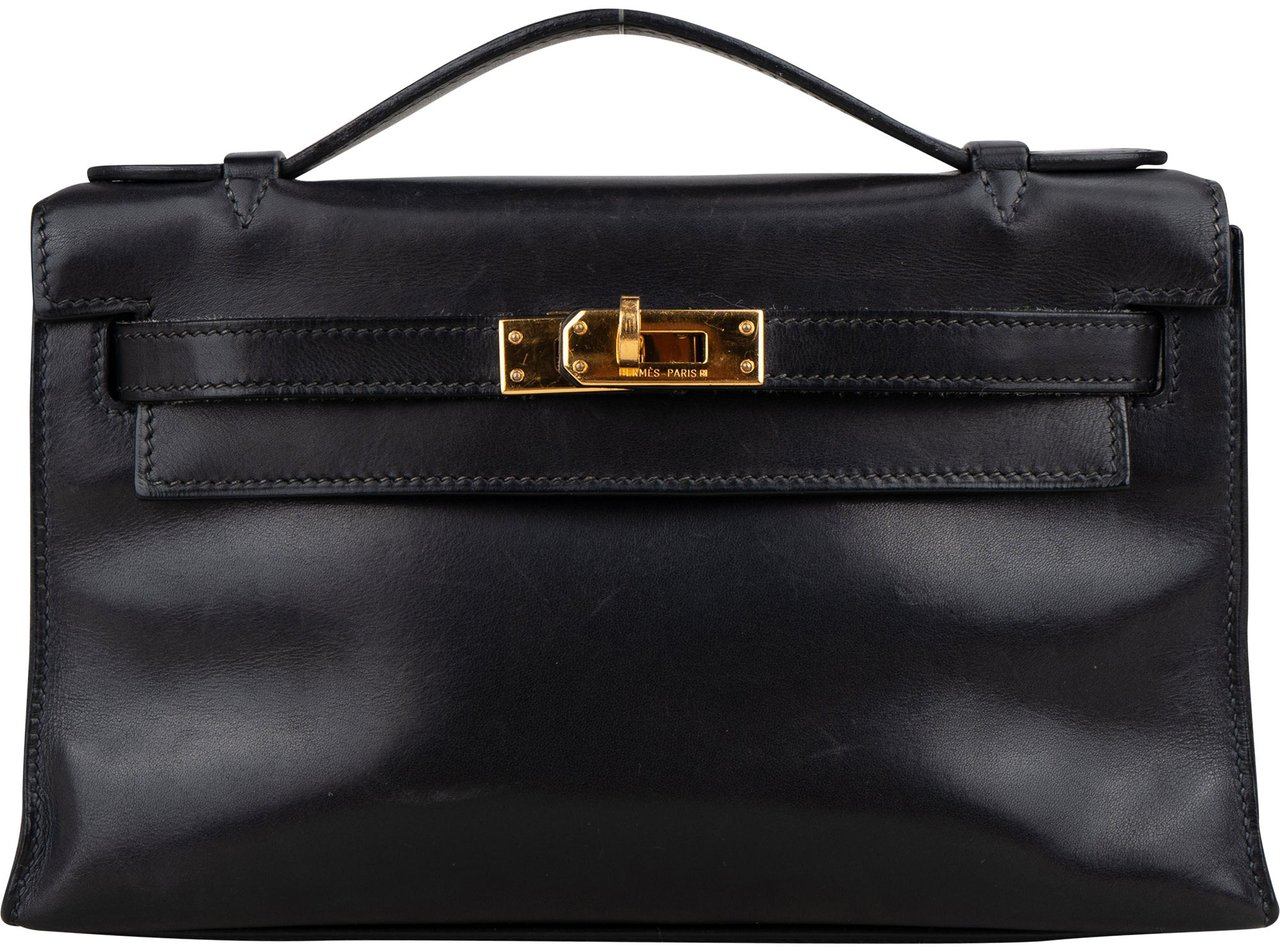 Hermès Hermès Noir Swift Leather Kelly Pochette Handbag Zwart