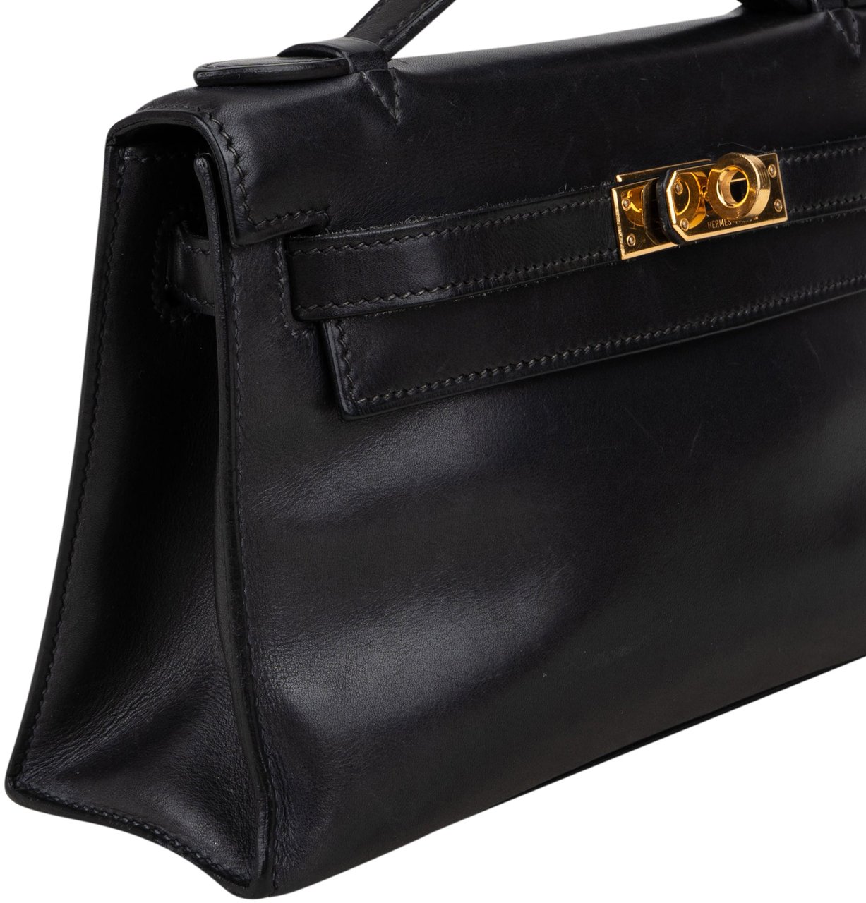 Hermès Noir Swift Leather Kelly Pochette Handbag Zwart