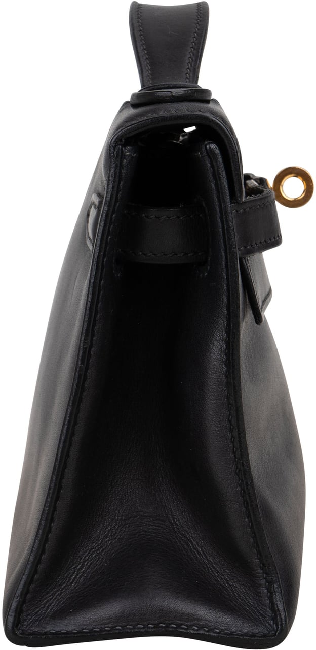 Hermès Noir Swift Leather Kelly Pochette Handbag Zwart