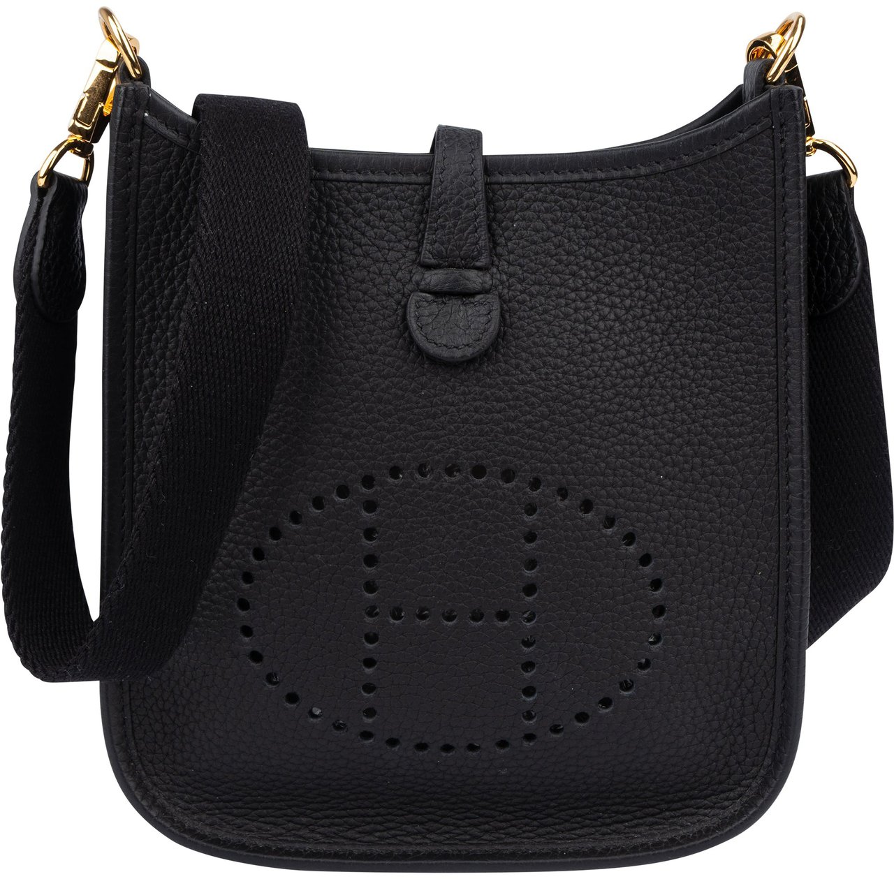 Hermès Hermès Clemence Leather Evelyne 16 Crossbody Bag Zwart