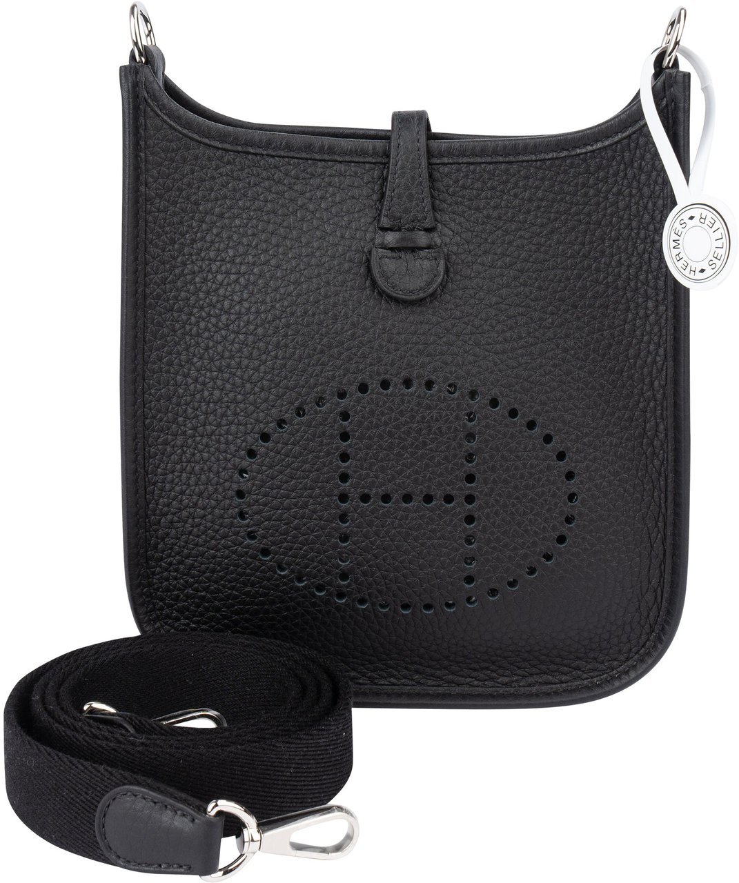 Hermès Hermès Clemence Leather Evelyne 16 Crossbody Bag Zwart