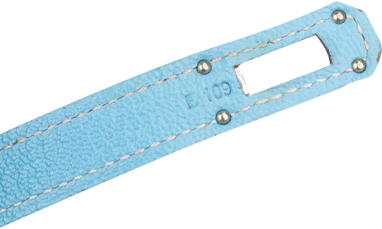 Hermès Hermès Bleu Leather Palladium Kelly Wallet Blauw