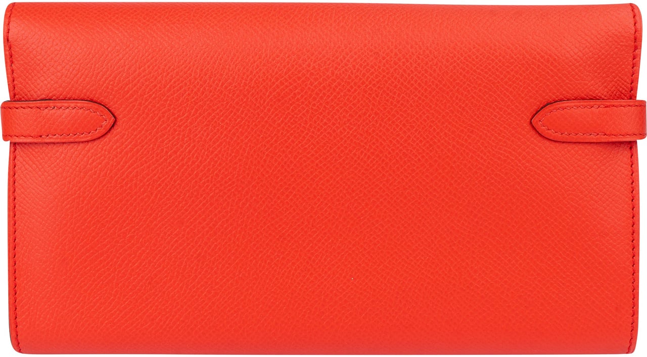 Hermès Orange Epsom Leather Kelly Wallet Oranje