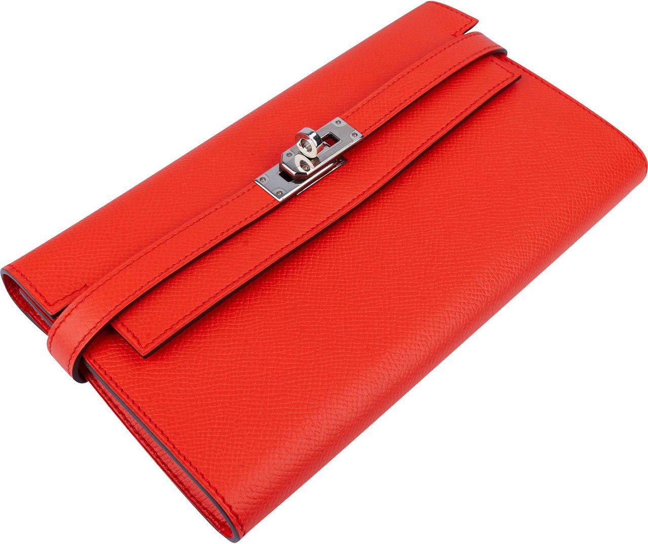 Hermès Orange Epsom Leather Kelly Wallet Oranje