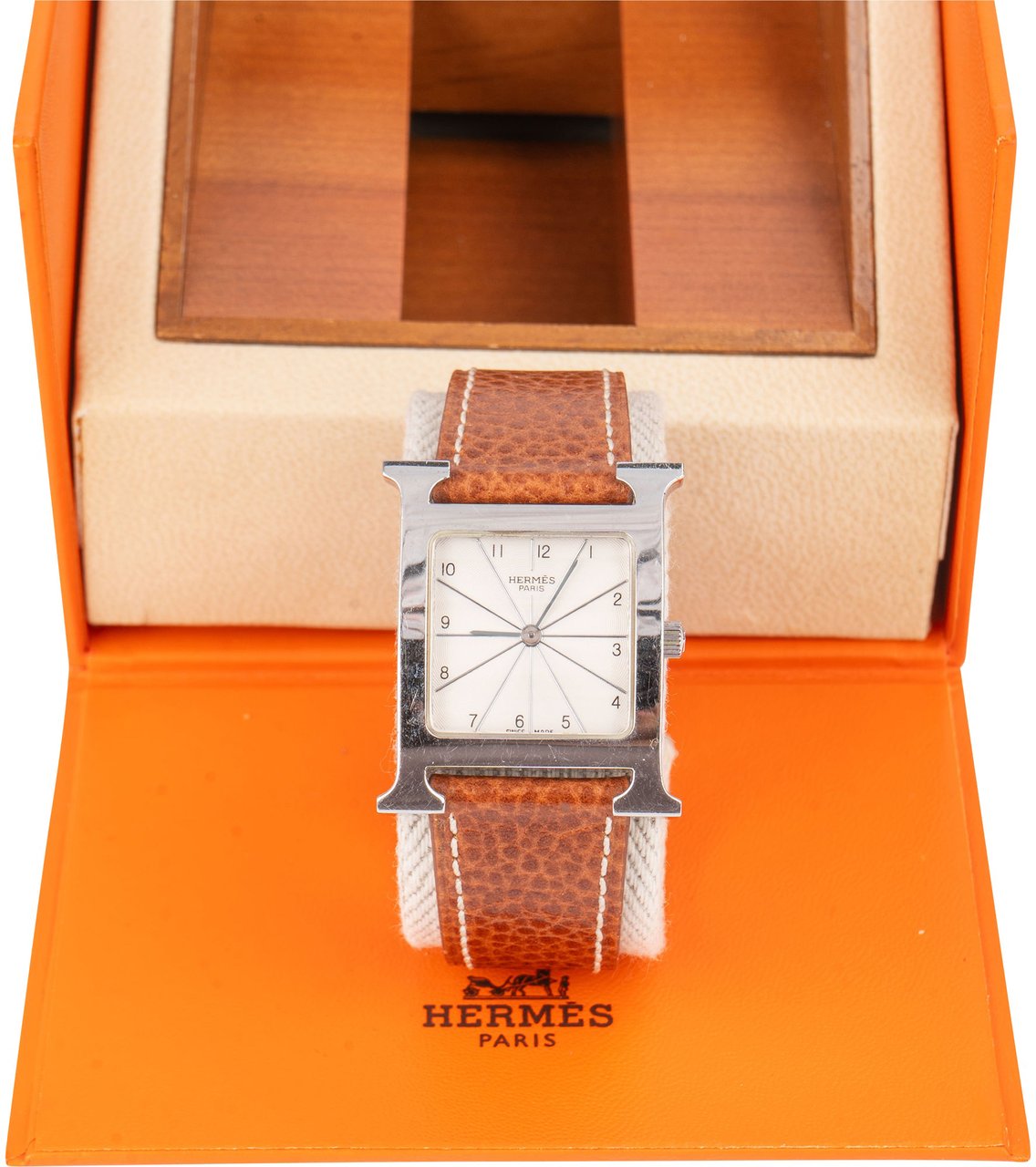 Hermès Hermès Silver Tone White Dial Heure H HH.1.510 Zilver