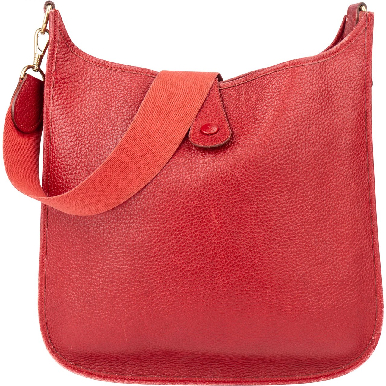 Hermès Hermès Rouge Clemence Leather Evelyne GM Crossbody Bag Rood