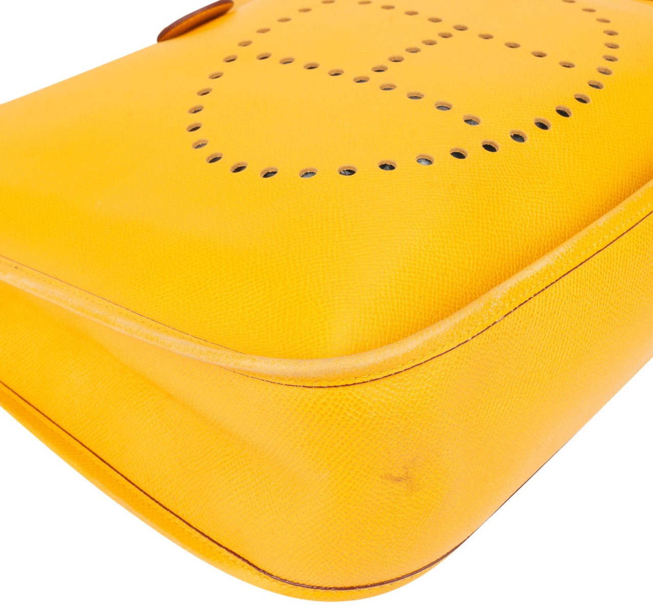 Hermès Hermès Yellow Leather Evelyne GM Crossbody Bag Oranje