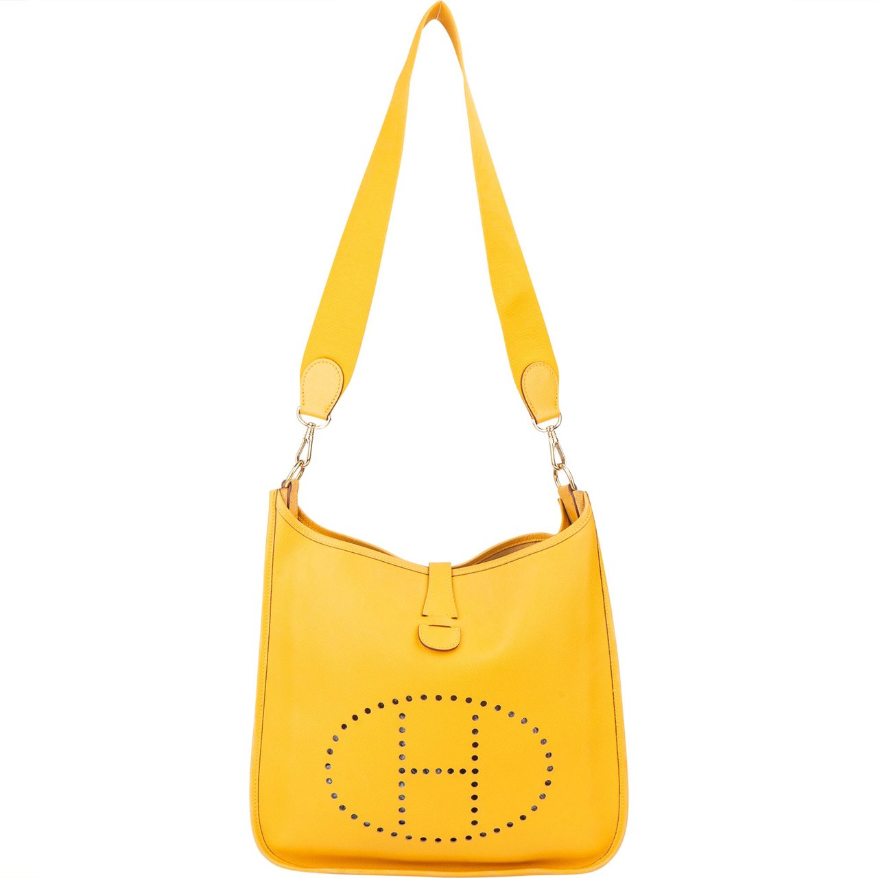 Hermès Hermès Yellow Leather Evelyne GM Crossbody Bag Oranje