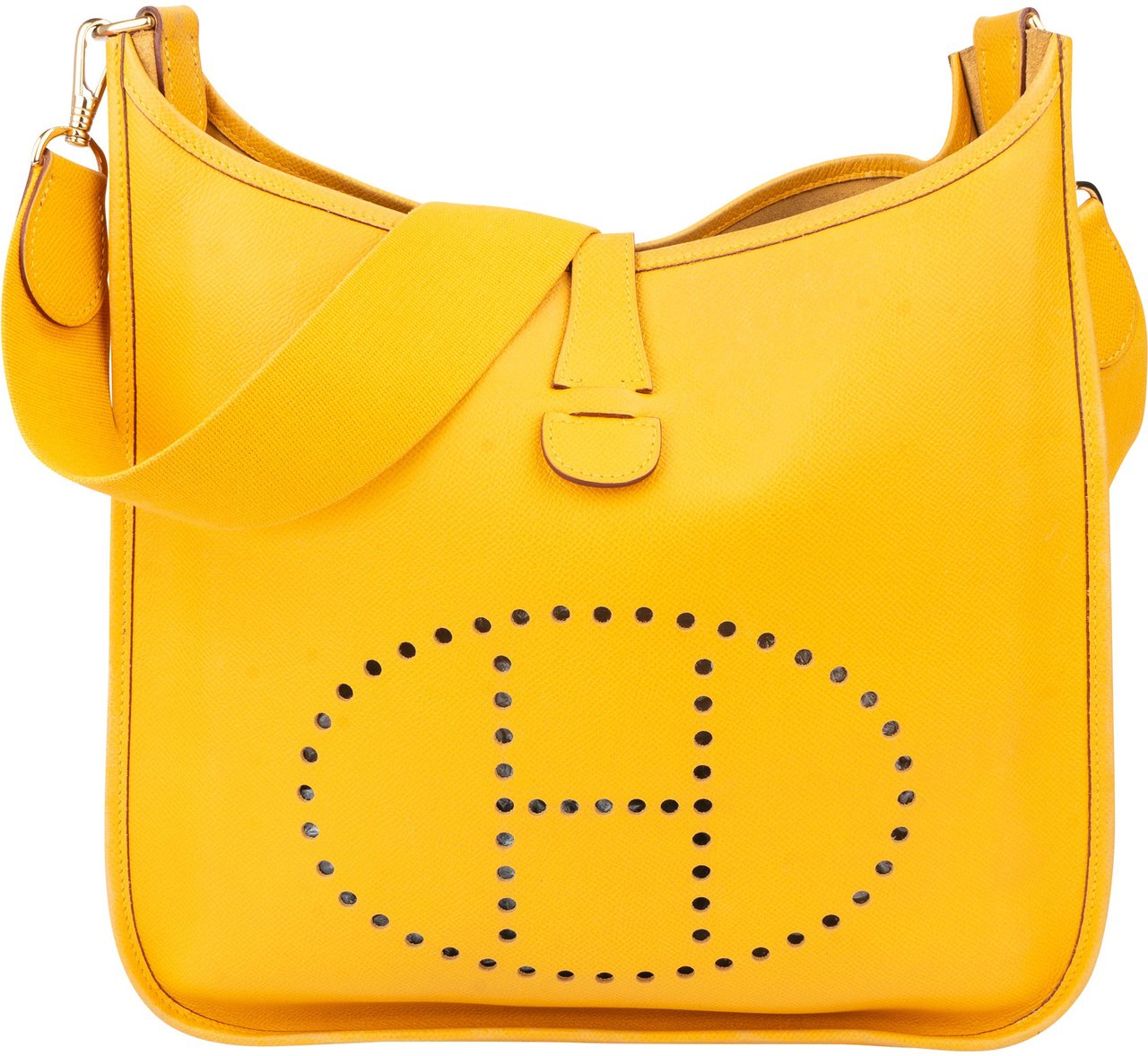 Hermès Hermès Yellow Leather Evelyne GM Crossbody Bag Oranje