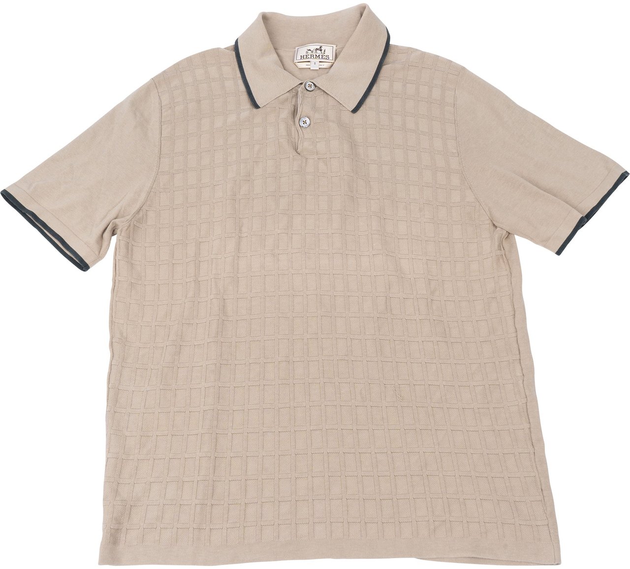 Hermès Hermès Classic Cotton Structure Polo Shirt (M) Donkergrijs