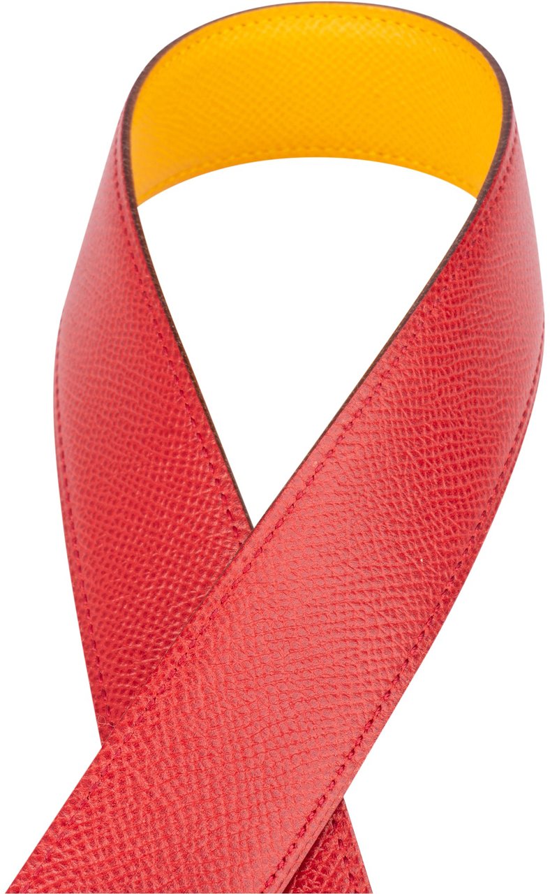 Hermès Hermès Reversible Bicolor Courchevel Leather H Belt (85) Geel