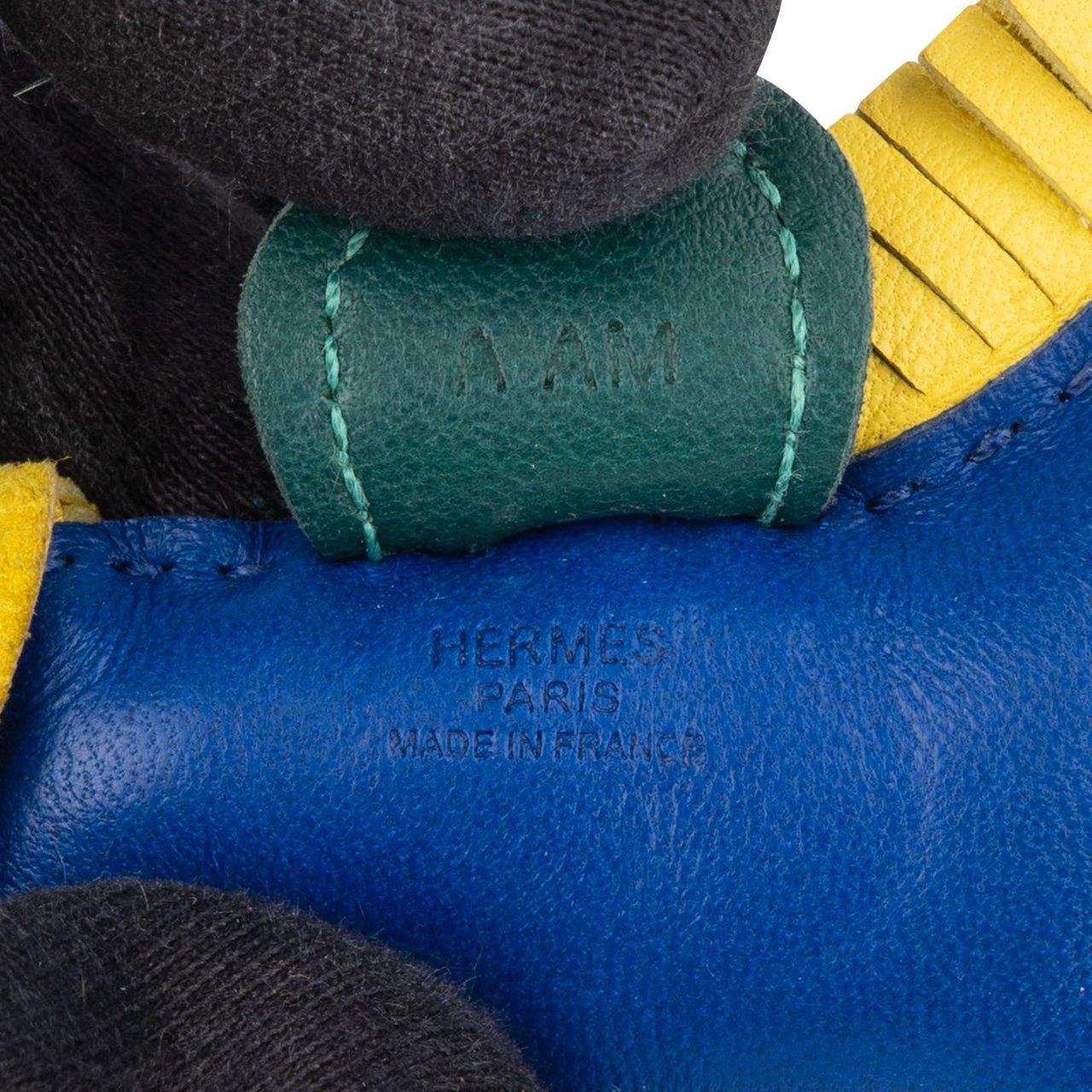 Hermès Hermès Tricolor Leather Rodeo Pegase PM Pendant Blauw