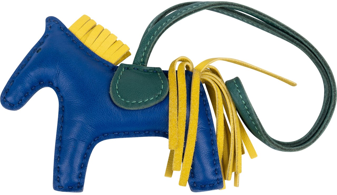 Hermès Hermès Tricolor Leather Rodeo Pegase PM Pendant Blauw