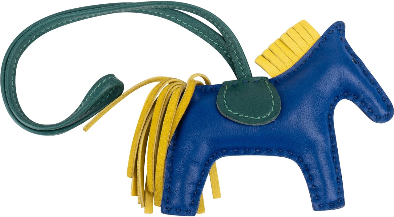 Hermès Hermès Tricolor Leather Rodeo Pegase PM Pendant Blauw