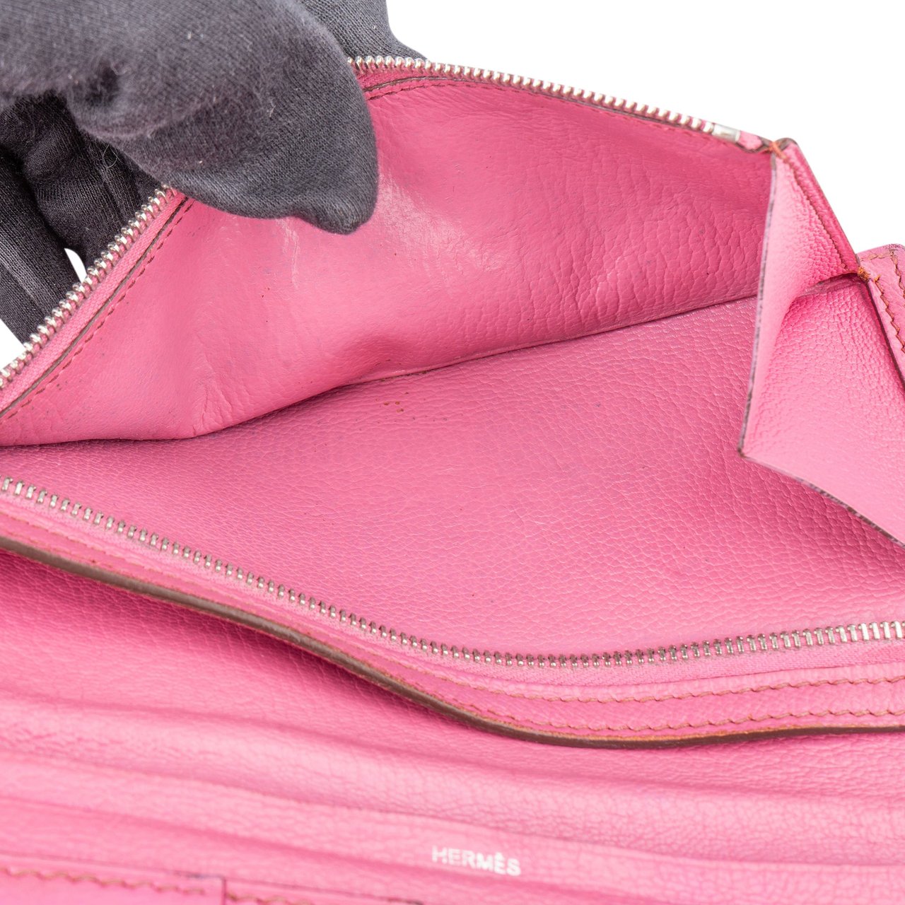 Hermès Hermès Pink Ostrich Bearn Soufflet Bifold Wallet Roze