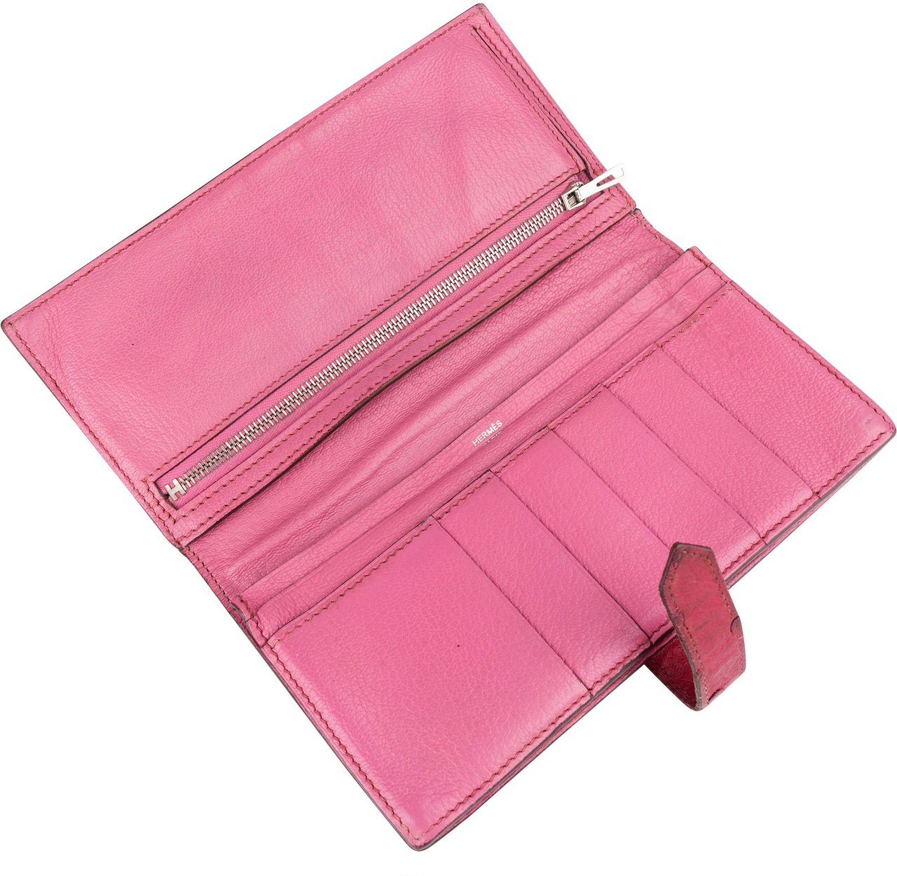 Hermès Hermès Pink Ostrich Bearn Soufflet Bifold Wallet Roze