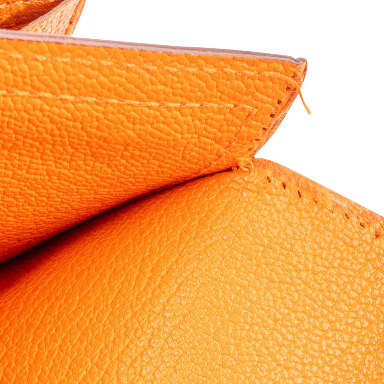 Hermès Hermès Orange Leather Bearn Soufflet Bifold Wallet Oranje