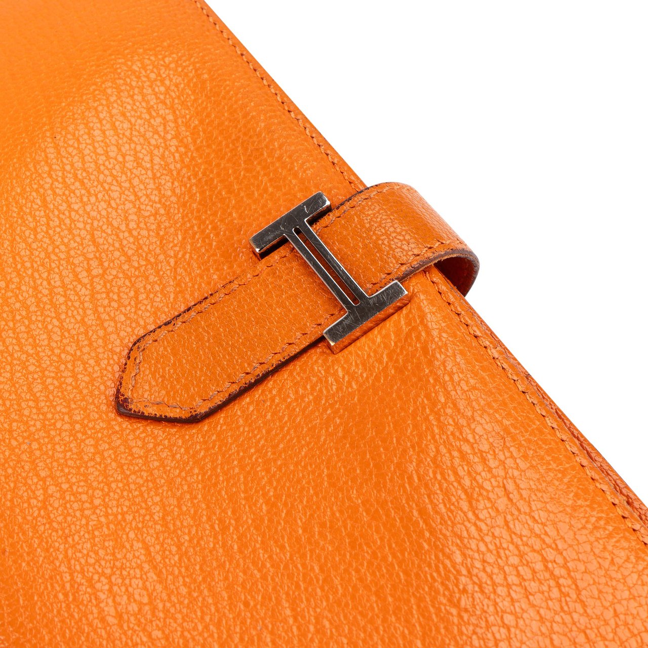Hermès Hermès Orange Leather Bearn Soufflet Bifold Wallet Oranje