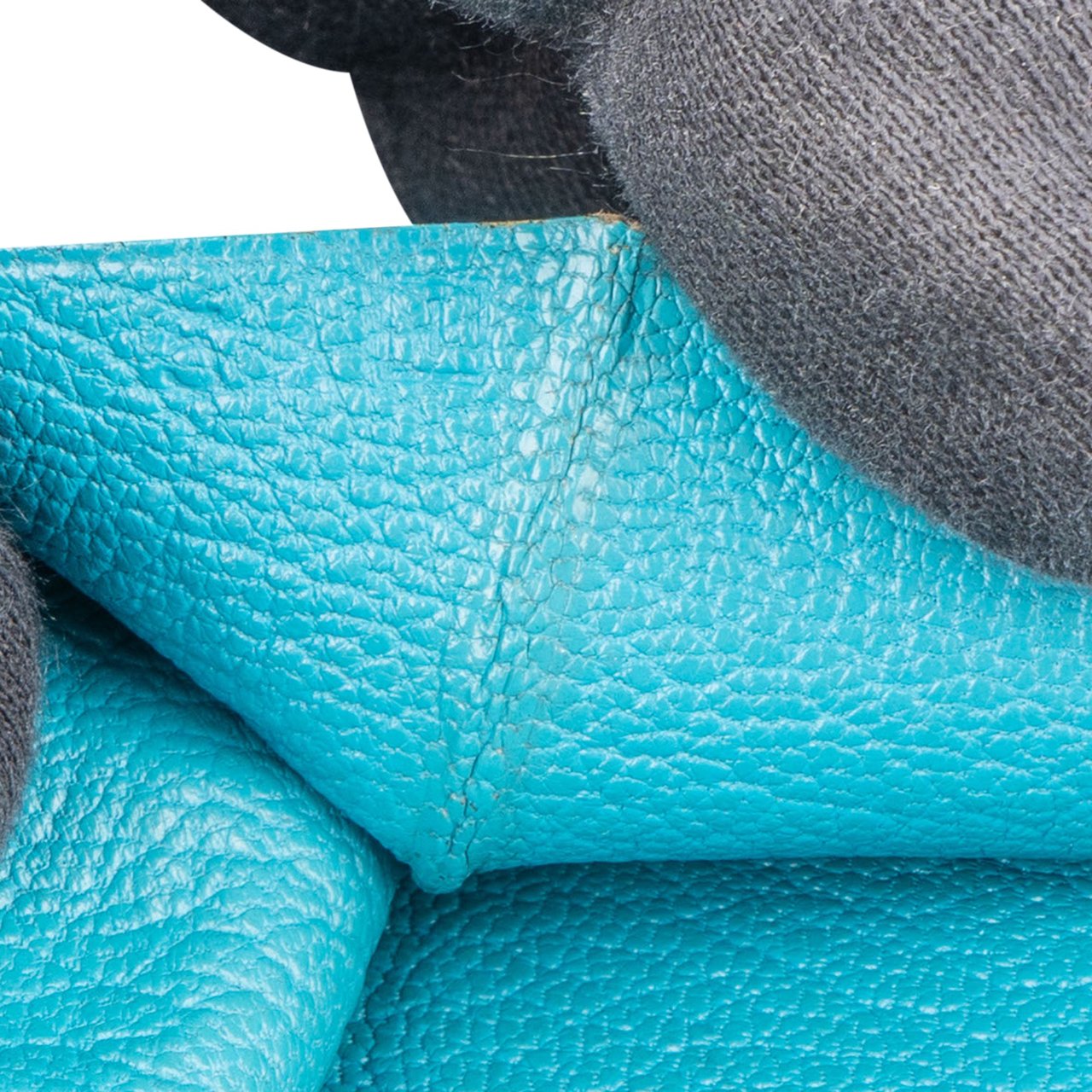 Hermès Hermès Blue Leather Bearn Soufflet Compact Bifold Wallet Blauw