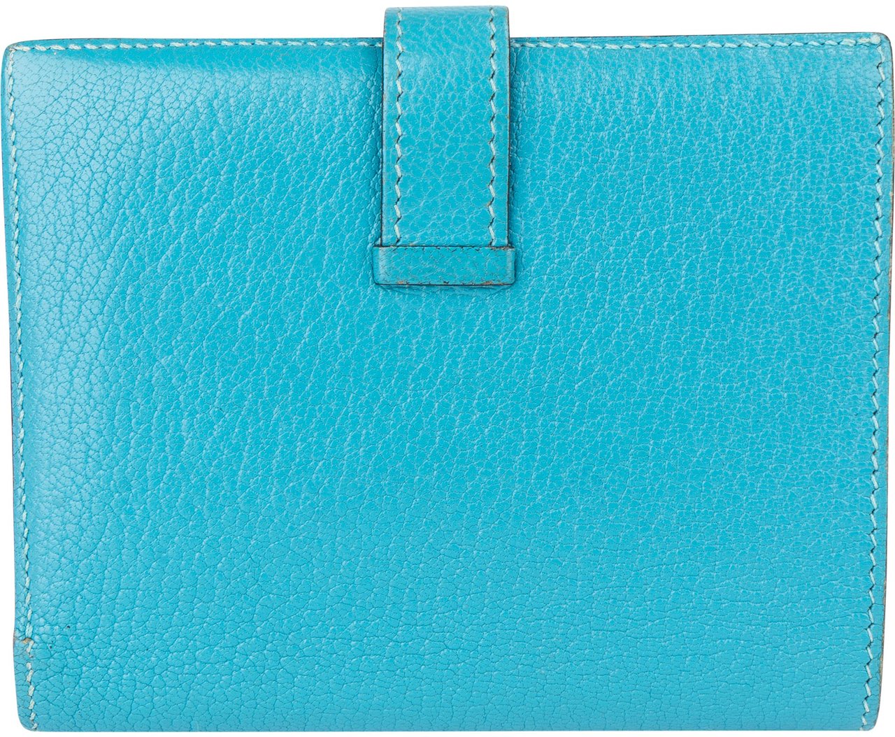 Hermès Hermès Blue Leather Bearn Soufflet Compact Bifold Wallet Blauw