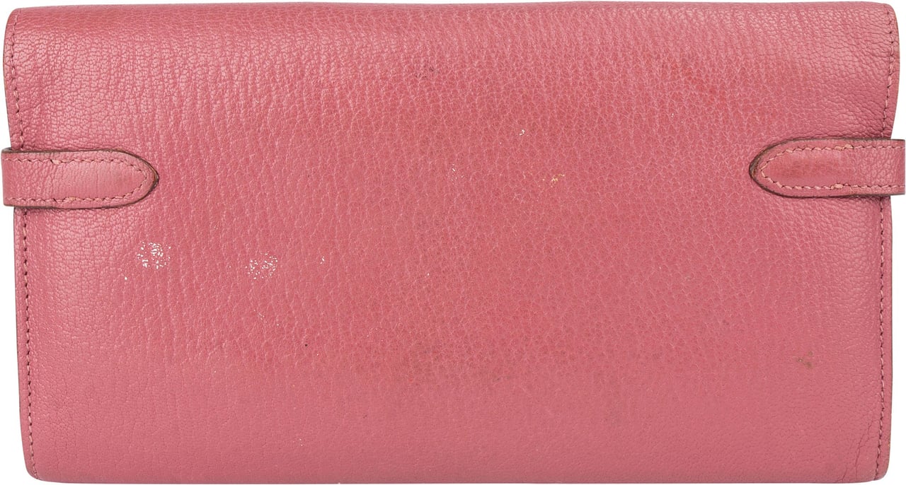 Hermès Hermès Pink Leather Palladium Leather Kelly Wallet Rood