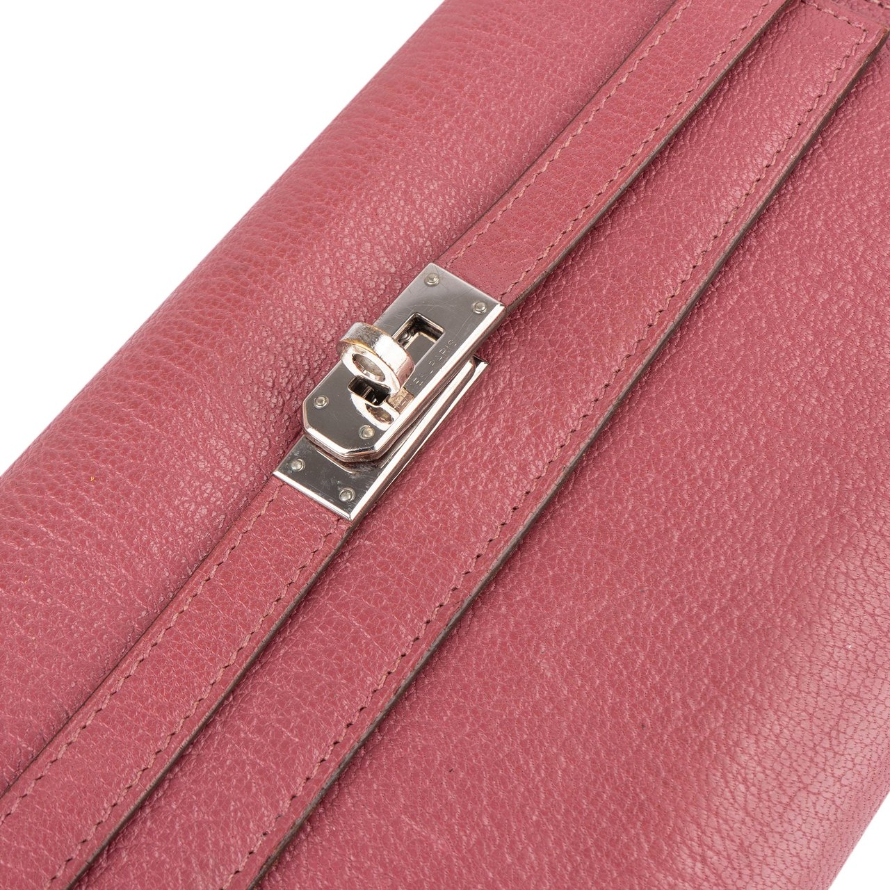 Hermès Hermès Pink Leather Palladium Leather Kelly Wallet Rood