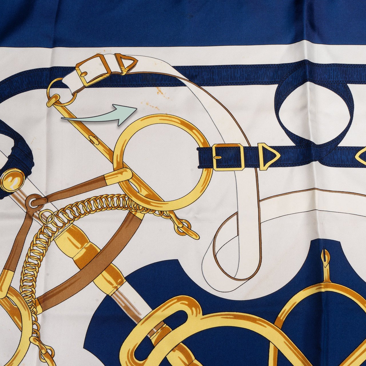 Hermès Classic "Eperon d´or" Silk Carre 90 Scarf Tuch Blauw