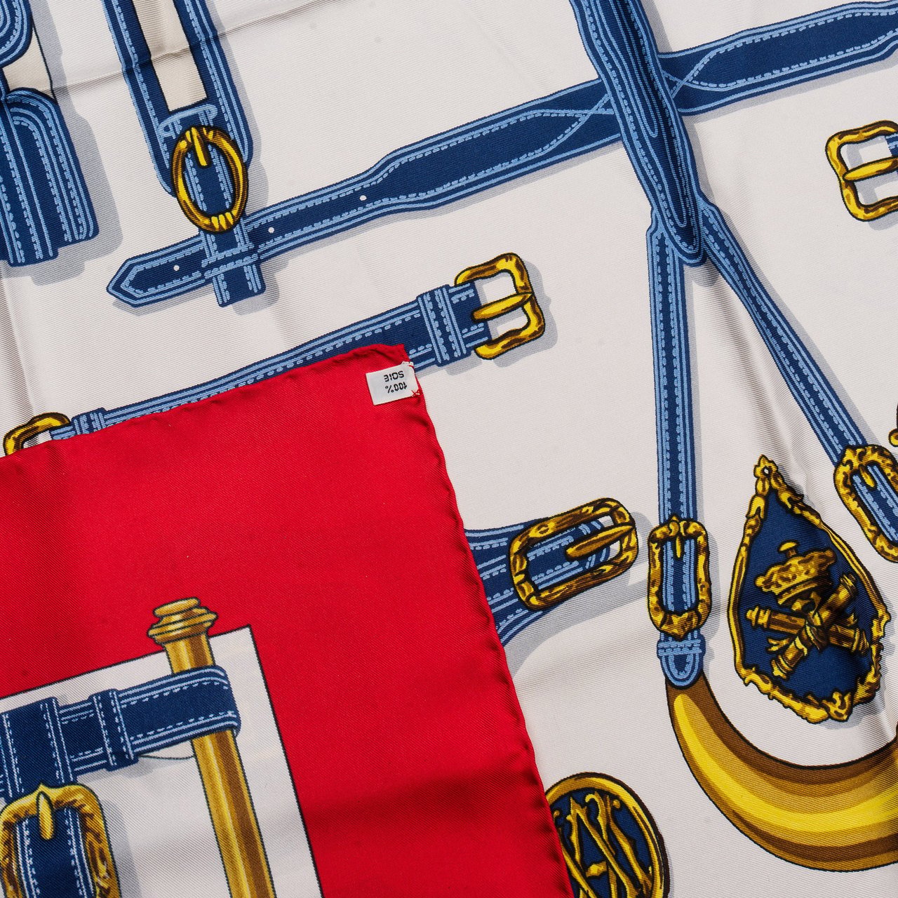 Hermès Classic "Harnais" Silk Carre 90 Scarf Tuch Rood