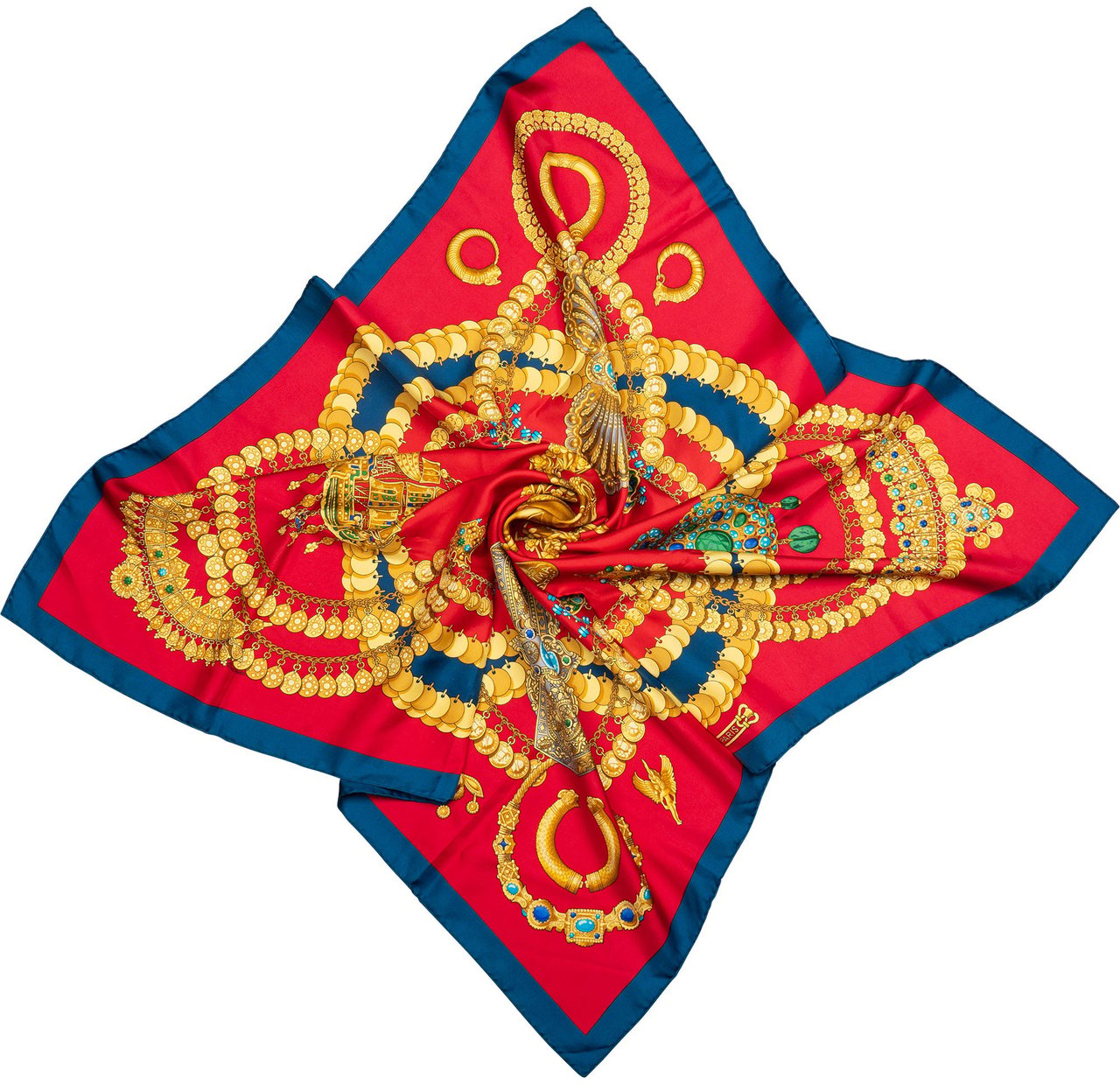 Hermès Classic "Kosmima" Silk Carre 90 Scarf Tuch Rood