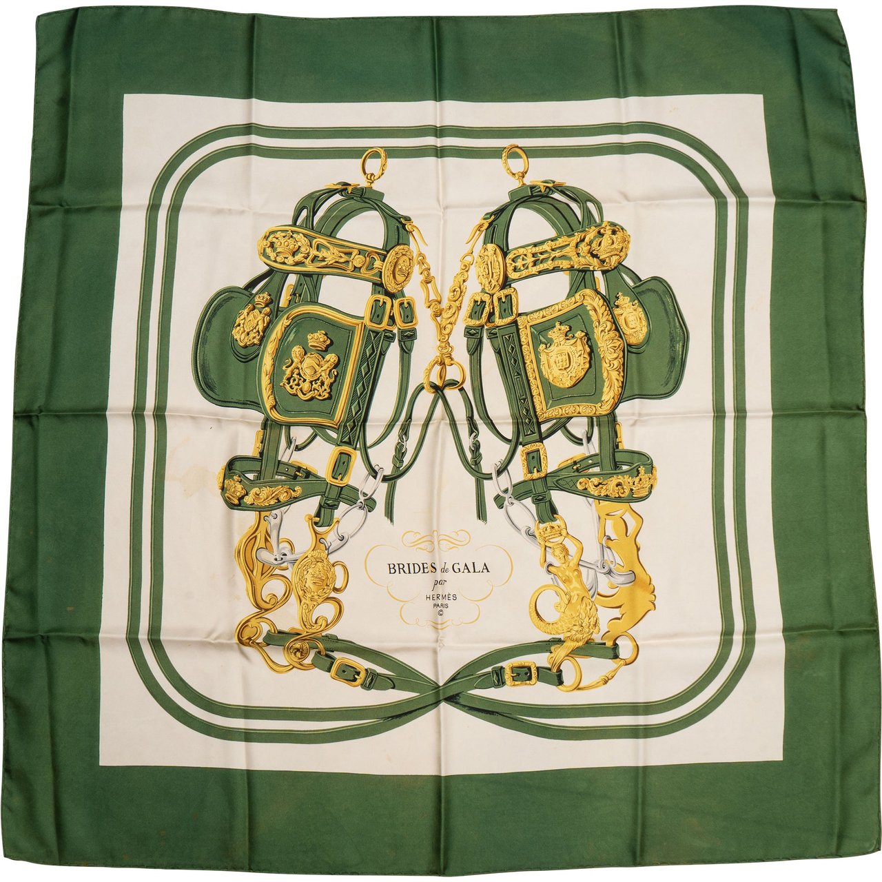 Hermès Hermès Classic "Brides de Gala" Silk Carre 90 Scarf Tuch Groen