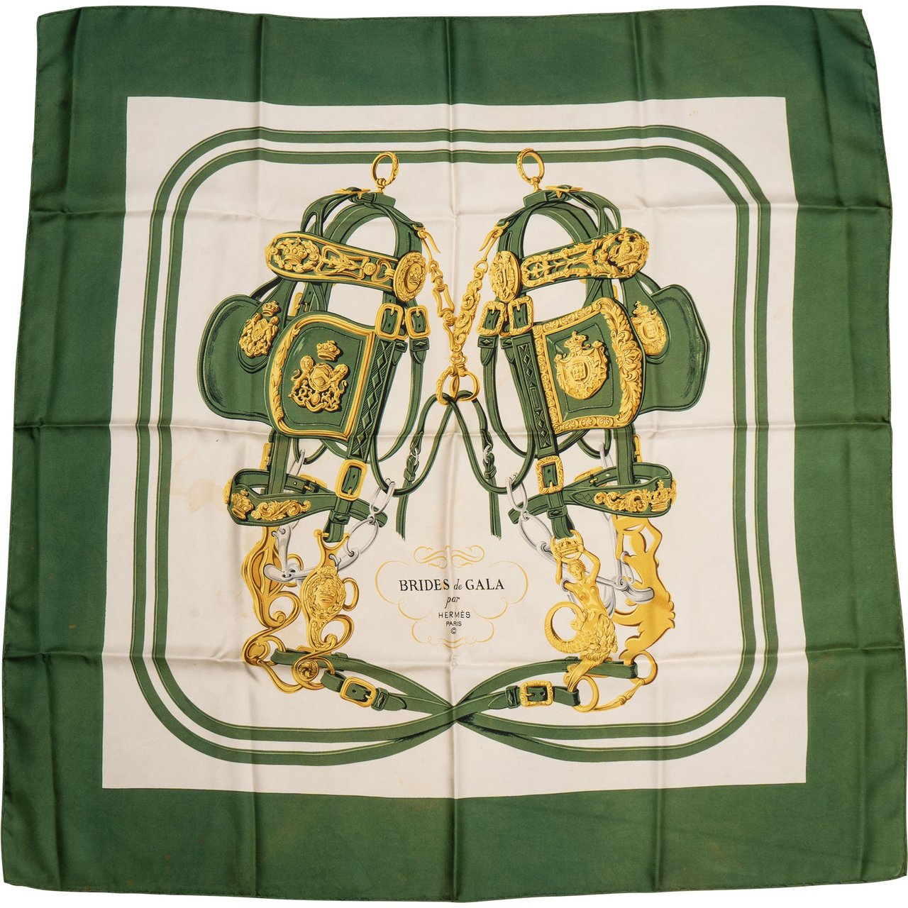 Hermès Hermès Classic "Brides de Gala" Silk Carre 90 Scarf Tuch Groen
