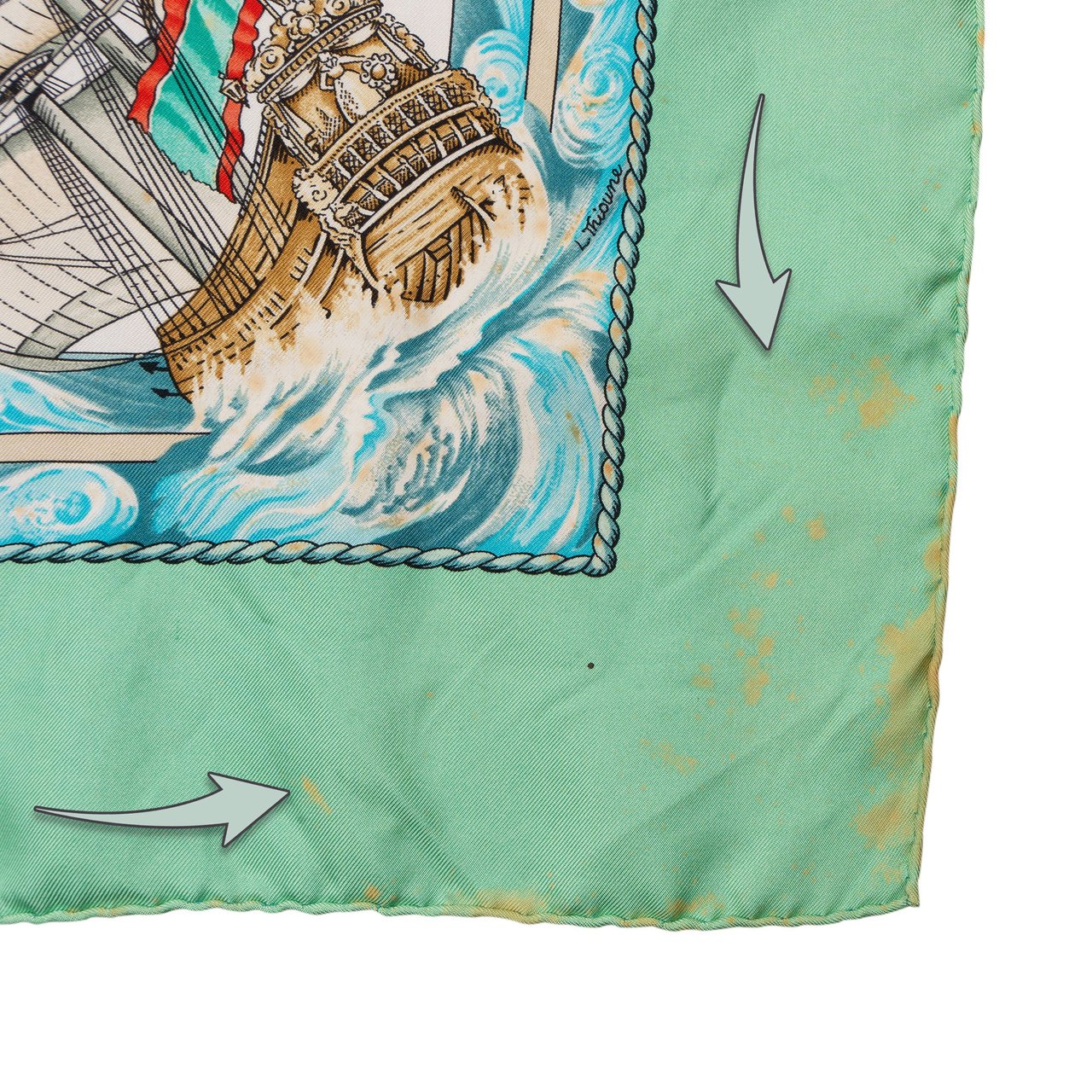 Hermès Hermès Classic "Vive Le Vent" Silk Carre 90 Scarf Tuch Groen