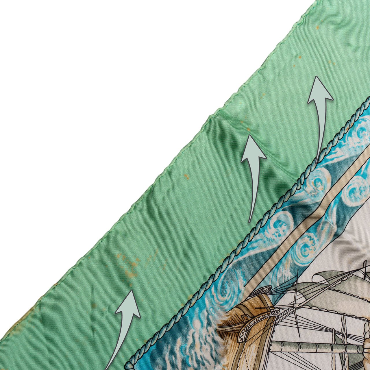 Hermès Classic "Vive Le Vent" Silk Carre 90 Scarf Tuch Groen