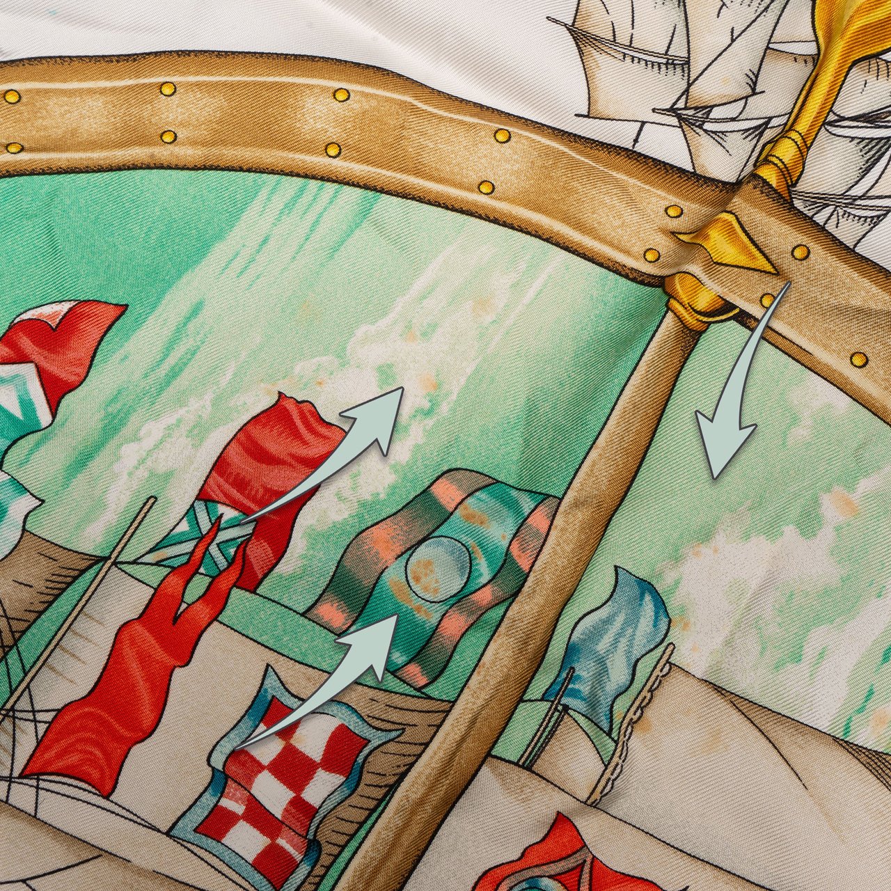 Hermès Hermès Classic "Vive Le Vent" Silk Carre 90 Scarf Tuch Groen