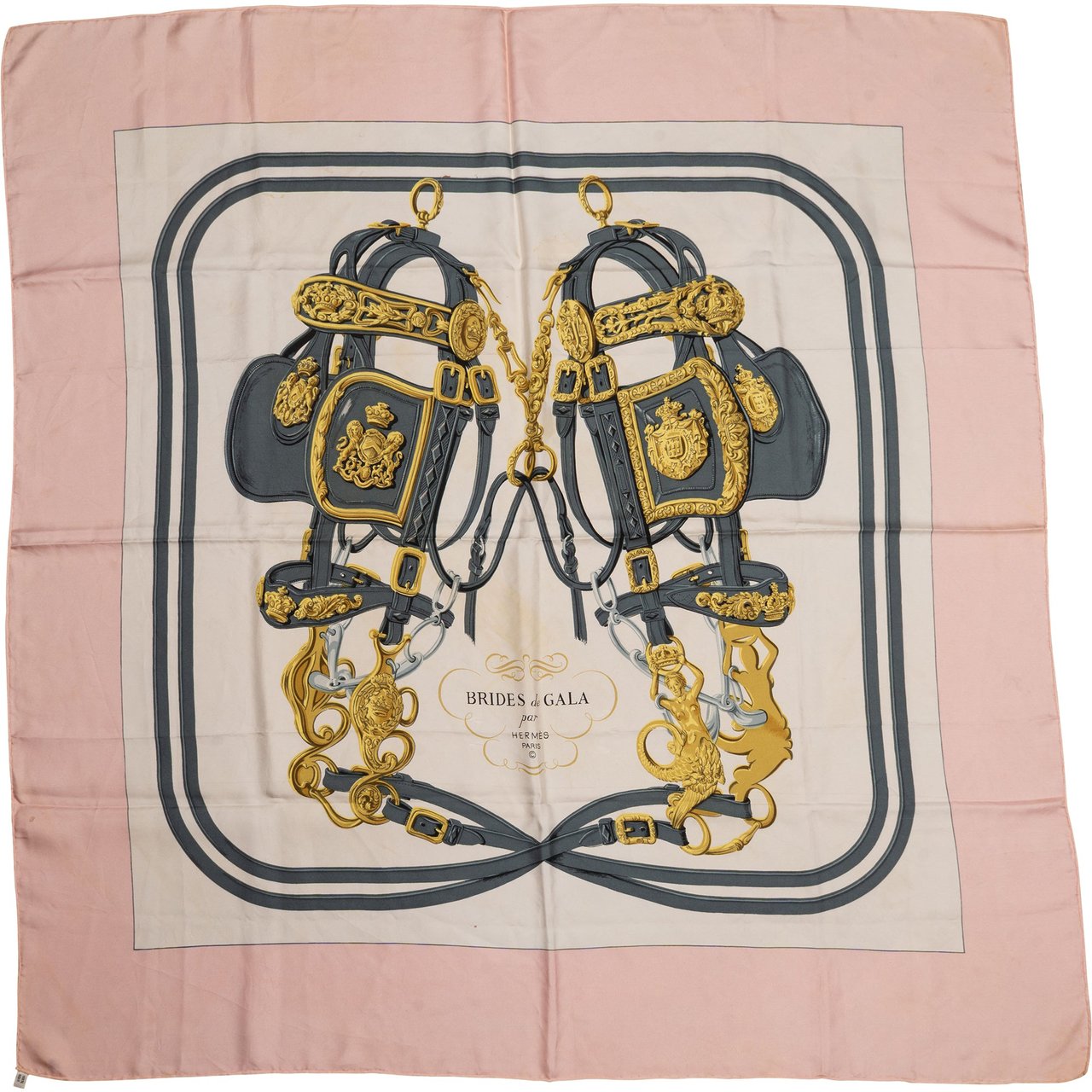 Hermès Classic "Brides de Gala" Silk Carre 90 Scarf Tuch Roze