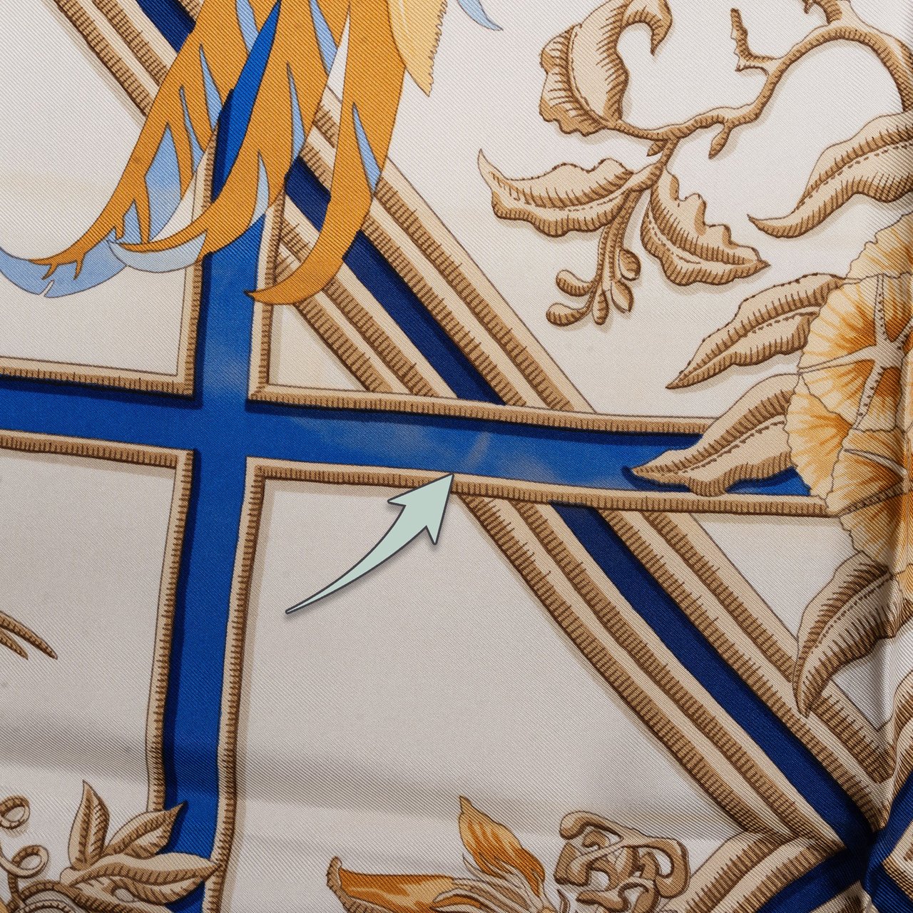 Hermès Hermès Classic "Caraibes" Silk Carre 90 Scarf Tuch Blauw