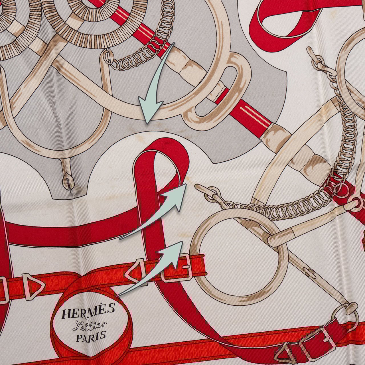 Hermès Hermès Classic "Eperon d´Or" Silk Carre 90 Scarf Tuch Donkergrijs